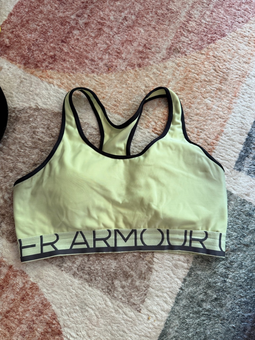 Under Armour Pale Lime Racerback Sports Bra with Black Trim